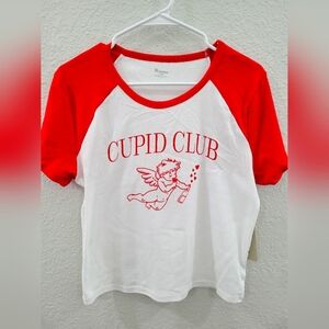 Womens Cupid Club Red and White Shirt Size Large